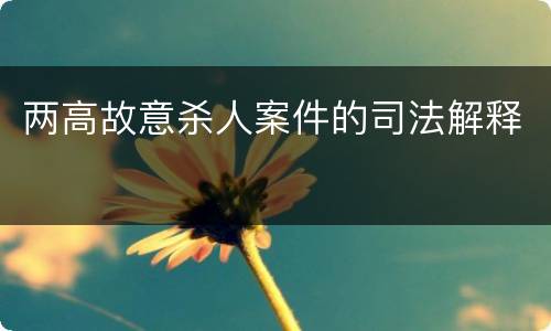 两高故意杀人案件的司法解释