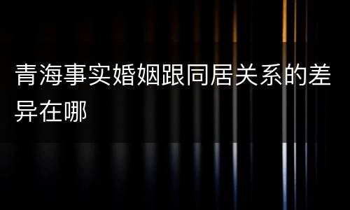 青海事实婚姻跟同居关系的差异在哪