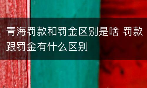 青海罚款和罚金区别是啥 罚款跟罚金有什么区别