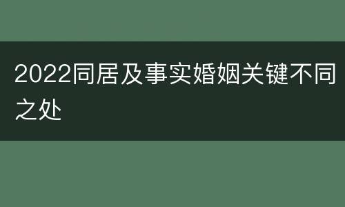 2022同居及事实婚姻关键不同之处