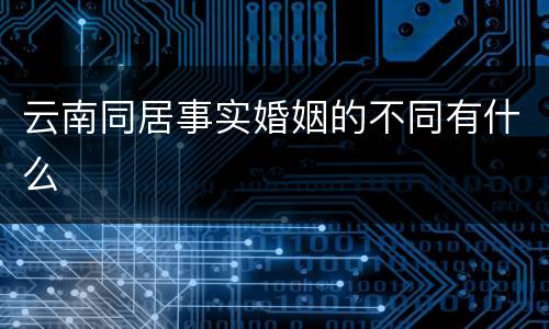 云南同居事实婚姻的不同有什么