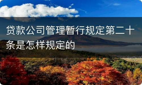 贷款公司管理暂行规定第二十条是怎样规定的