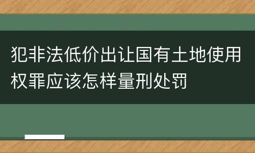 犯非法低价出让国有土地使用权罪应该怎样量刑处罚