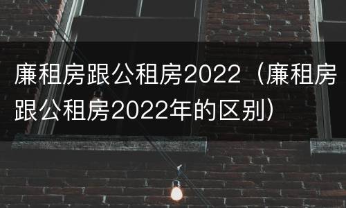 廉租房跟公租房2022（廉租房跟公租房2022年的区别）