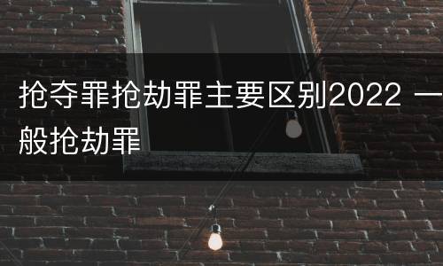 抢夺罪抢劫罪主要区别2022 一般抢劫罪