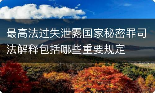 最高法过失泄露国家秘密罪司法解释包括哪些重要规定