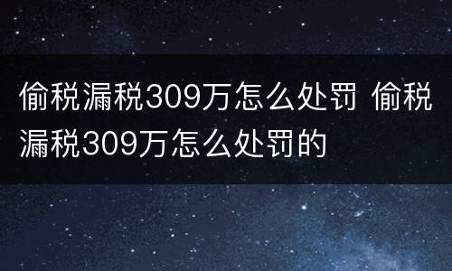 偷税漏税309万怎么处罚 偷税漏税309万怎么处罚的