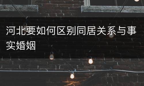 河北要如何区别同居关系与事实婚姻