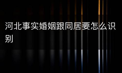 河北事实婚姻跟同居要怎么识别