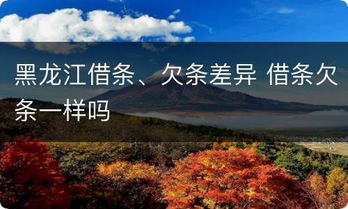黑龙江借条、欠条差异 借条欠条一样吗