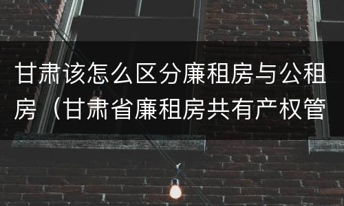 甘肃该怎么区分廉租房与公租房（甘肃省廉租房共有产权管理办法）