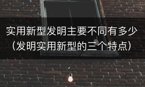实用新型发明主要不同有多少（发明实用新型的三个特点）