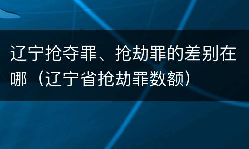 辽宁抢夺罪、抢劫罪的差别在哪（辽宁省抢劫罪数额）