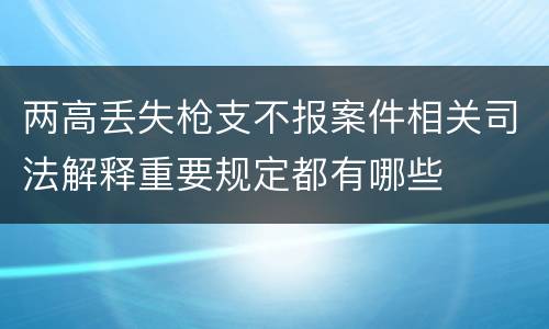 两高丢失枪支不报案件相关司法解释重要规定都有哪些