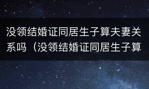 没领结婚证同居生子算夫妻关系吗（没领结婚证同居生子算夫妻关系吗知乎）