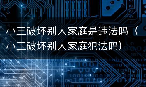 小三破坏别人家庭是违法吗（小三破坏别人家庭犯法吗）