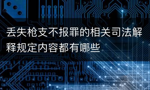 丢失枪支不报罪的相关司法解释规定内容都有哪些
