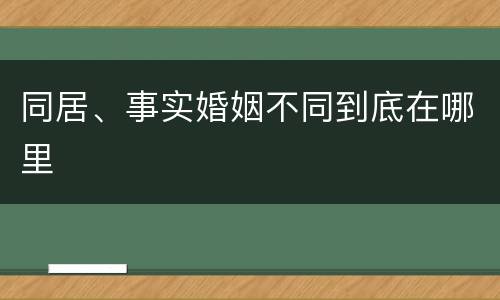 同居、事实婚姻不同到底在哪里