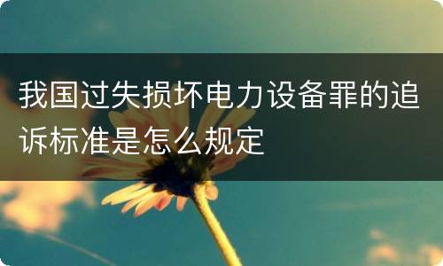 我国过失损坏电力设备罪的追诉标准是怎么规定