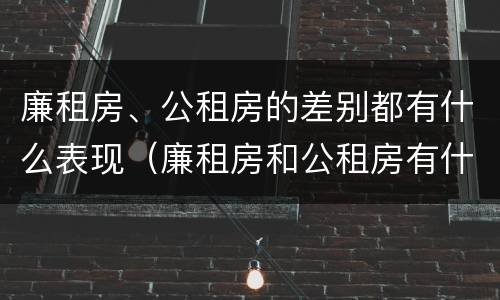 廉租房、公租房的差别都有什么表现（廉租房和公租房有什么差别）