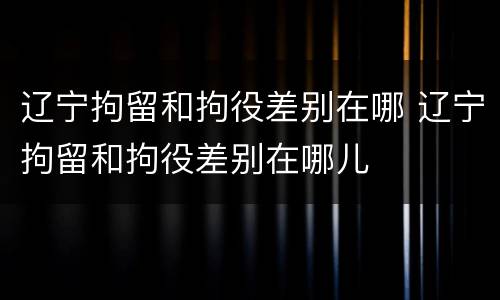 辽宁拘留和拘役差别在哪 辽宁拘留和拘役差别在哪儿