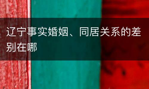辽宁事实婚姻、同居关系的差别在哪