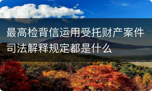最高检背信运用受托财产案件司法解释规定都是什么