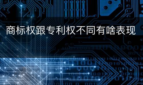 商标权跟专利权不同有啥表现