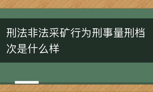 刑法非法采矿行为刑事量刑档次是什么样