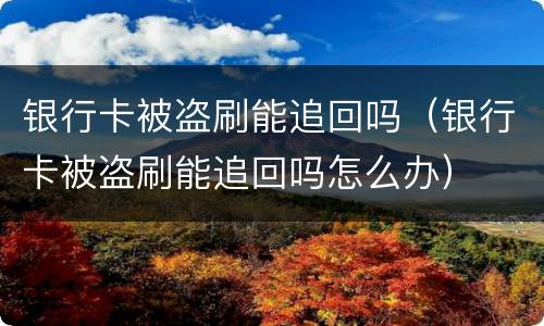 银行卡被盗刷能追回吗（银行卡被盗刷能追回吗怎么办）