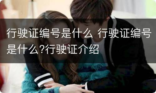 行驶证编号是什么 行驶证编号是什么?行驶证介绍