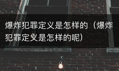 爆炸犯罪定义是怎样的（爆炸犯罪定义是怎样的呢）
