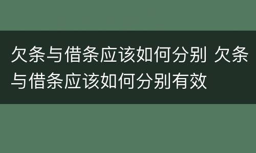 欠条与借条应该如何分别 欠条与借条应该如何分别有效