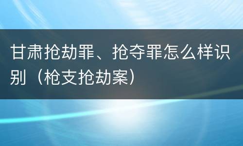 甘肃抢劫罪、抢夺罪怎么样识别（枪支抢劫案）