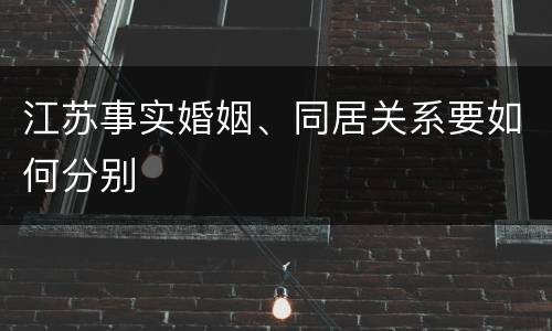 江苏事实婚姻、同居关系要如何分别