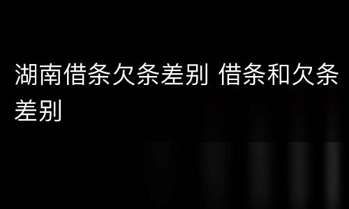 湖南借条欠条差别 借条和欠条差别