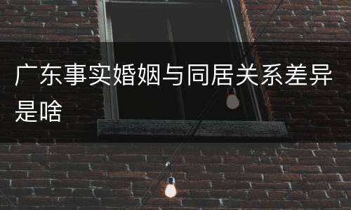广东事实婚姻与同居关系差异是啥