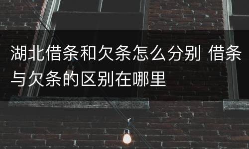 湖北借条和欠条怎么分别 借条与欠条的区别在哪里