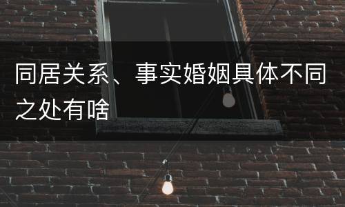 同居关系、事实婚姻具体不同之处有啥