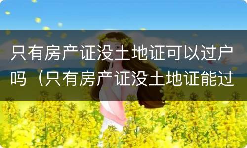 只有房产证没土地证可以过户吗（只有房产证没土地证能过户吗）