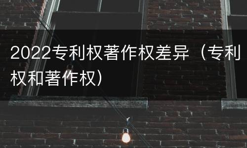 2022专利权著作权差异（专利权和著作权）