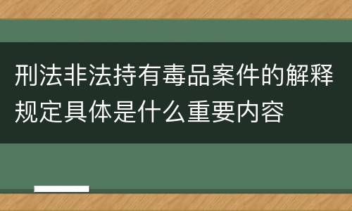 刑法非法持有毒品案件的解释规定具体是什么重要内容