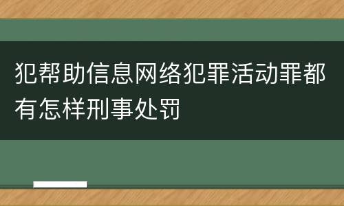 犯帮助信息网络犯罪活动罪都有怎样刑事处罚