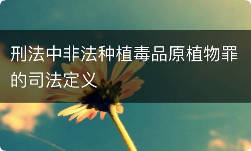 刑法中非法种植毒品原植物罪的司法定义