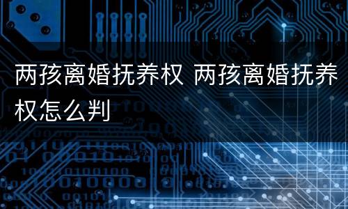 两孩离婚抚养权 两孩离婚抚养权怎么判