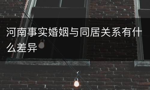 河南事实婚姻与同居关系有什么差异