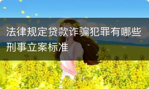 法律规定贷款诈骗犯罪有哪些刑事立案标准