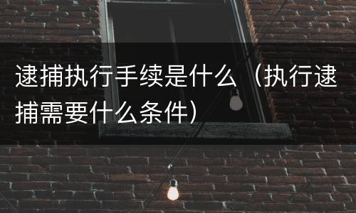 逮捕执行手续是什么（执行逮捕需要什么条件）