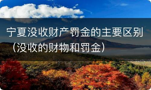 宁夏没收财产罚金的主要区别（没收的财物和罚金）