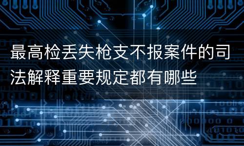 最高检丢失枪支不报案件的司法解释重要规定都有哪些